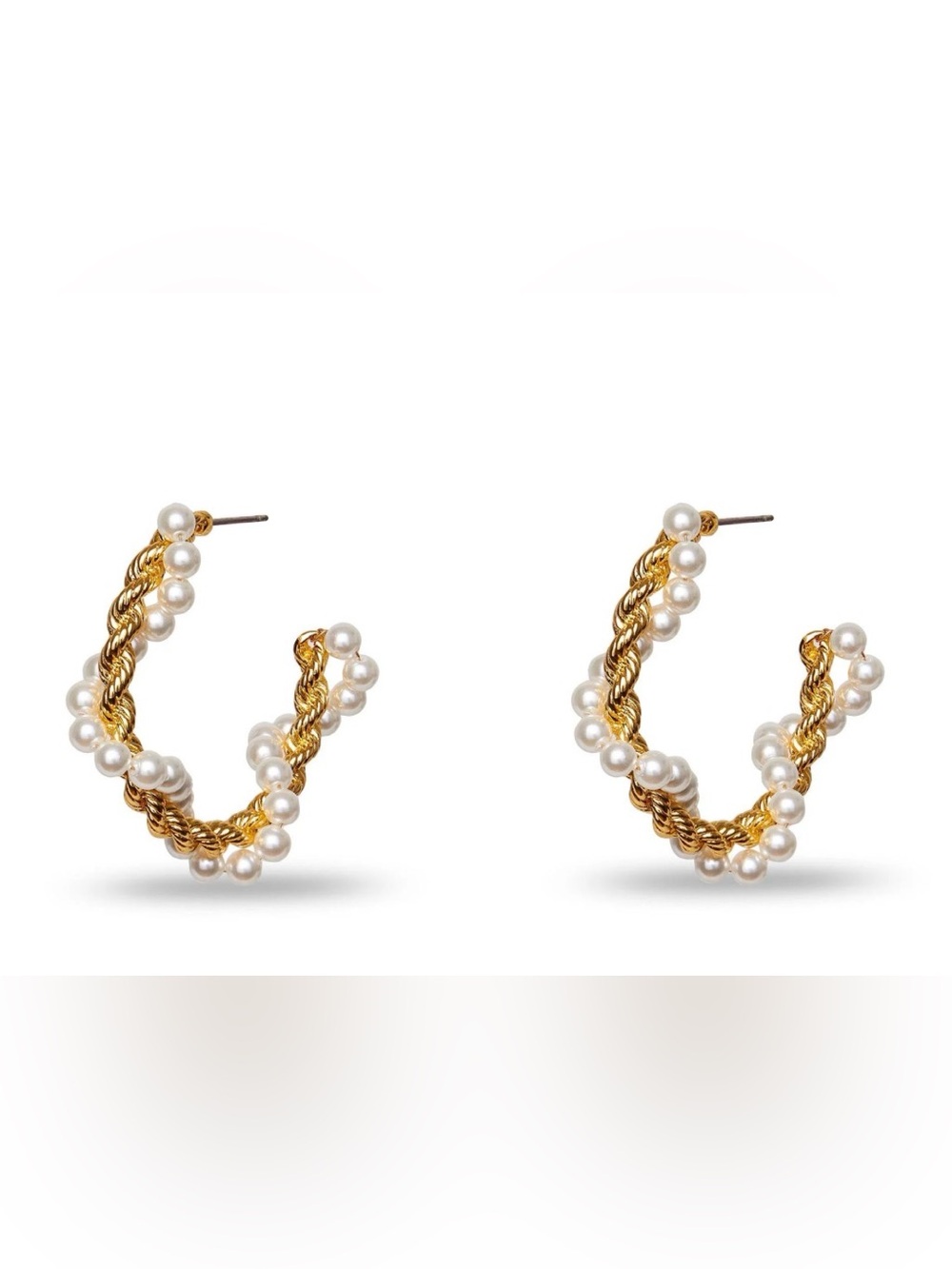 🩶Lele Sadoughi Pearl Rope Twist Hoop Earrings - NWT🩶